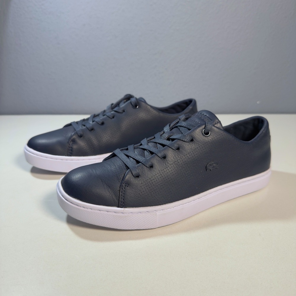 Lacoste Showcourt Lace 116 1 Women Size 6.5 Navy Blue Leather Excellent